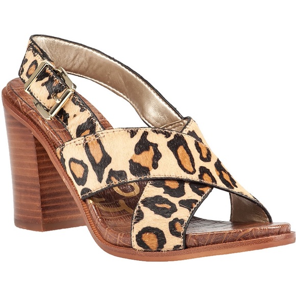 block heel sandals leopard print